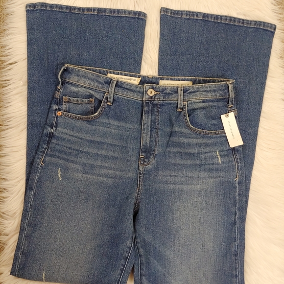 Pilcro Anthropologie high rise Boot cut jeans Retro Flared Buttons Hem size 28 - Picture 7 of 14